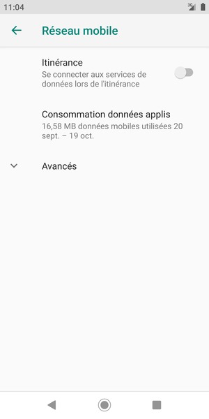 Sélectionnez Avancés