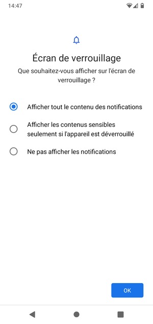 Sélectionnez votre option préférée et sélectionnez OK