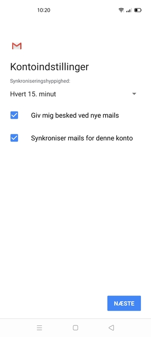 Vælg NÆSTE