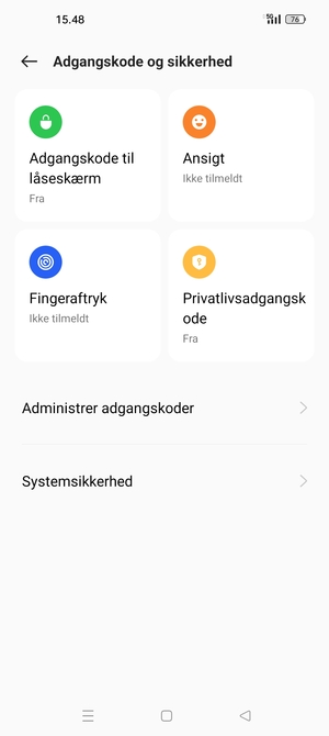 Vælg Adgangskode til låseskærm