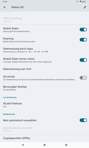 Schalten Sie Roaming an oder aus