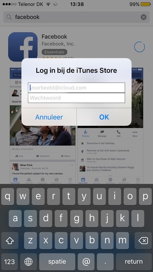 Voer uw Apple ID gebruikersnaam en wachtwoord in en selecteer OK