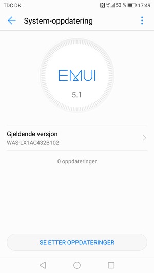 Hvis telefonen din er oppdatert, vil du se følgende skjermbilde