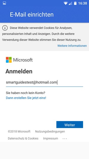 Geben Sie Ihre E-Mail-Adresse ein und wählen Sie Weiter
