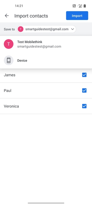 Select your Google account