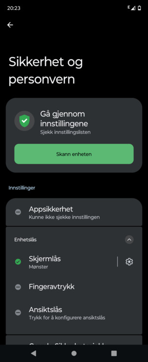 Telefonen din er nå sikret med en skjermlås