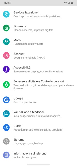 Scorri e seleziona Sistema
