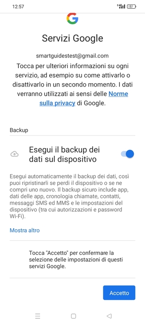 Seleziona Accetto