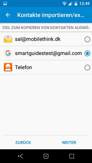 Wählen Sie Ihr Google Konto und wählen Sie WEITER