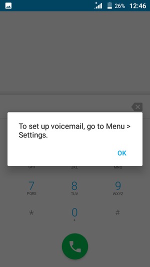 If your voicemail is not set up, select OK