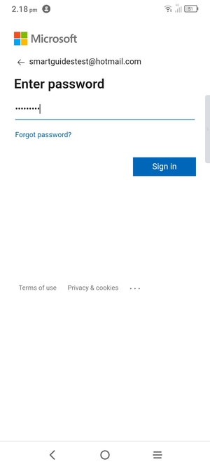Enter your password and select Sign in