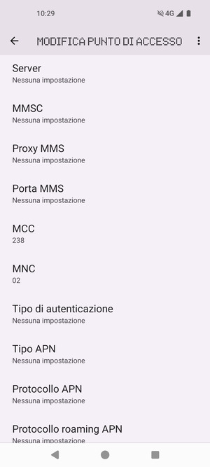 Scorri verso il basso e inserisci le informazioni di internet