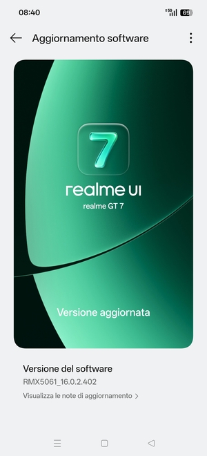 Se il tuo telefono è aggiornato, vedrai la seguente schermata