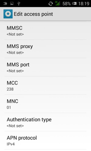 Scroll down and enter MMS information