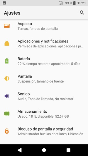 Vuelva al menú Ajustes y seleccione Batería