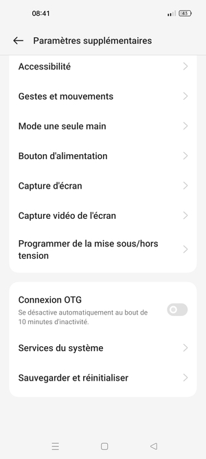 Faites défiler et sélectionnez Sauvegarder et réinitialiser
