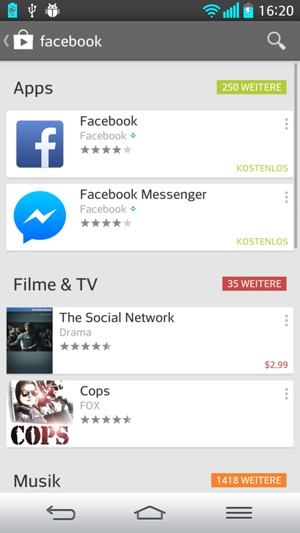 Wählen Sie die App