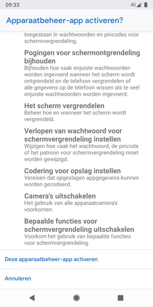 Scroll naar en selecteer Deze apparaatbeheer-app activeren