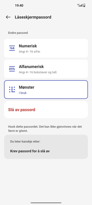 Telefonen din er nå sikret med en skjermlås