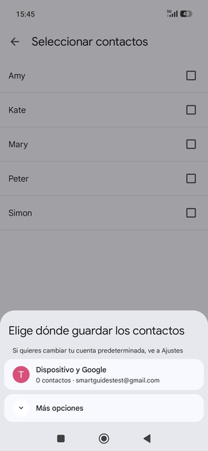 Seleccione  Dispositivo y Google