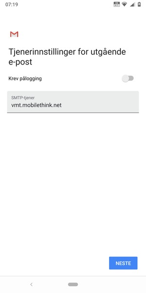 Slå av Krev pålogging og velg NESTE