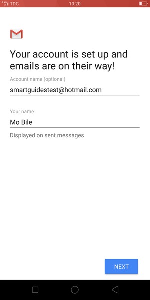 Give your account a name and enter your name. Select NEXT