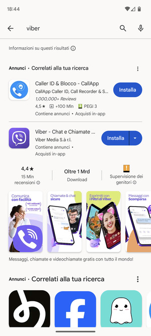 Seleziona l'applicazione