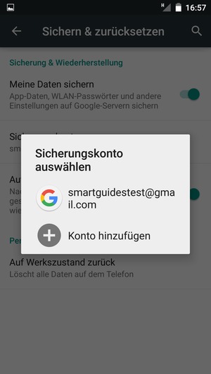Wählen Sie Ihr Konto für Backup