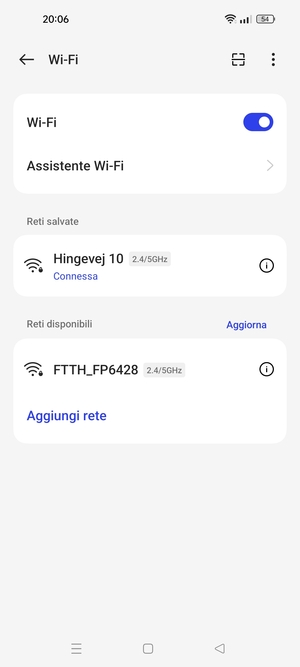 Ora sei connesso alla rete Wi-Fi
