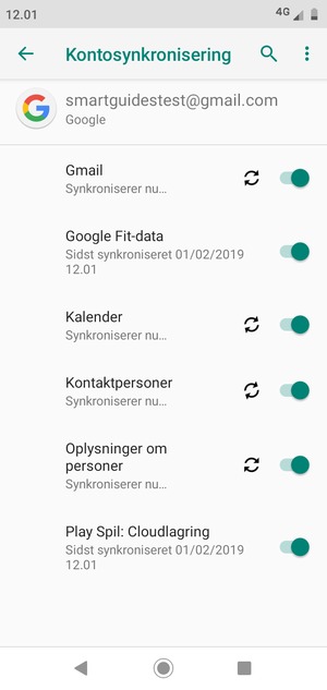 Dine oplysninger vil blive synkroniseret
