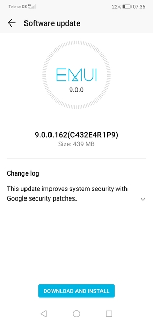 If your phone is not up to date, select DOWNLOAD AND INSTALL