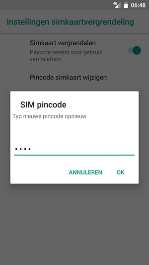Bevestig uw nieuwe pincode voor simkaart en selecteer OK