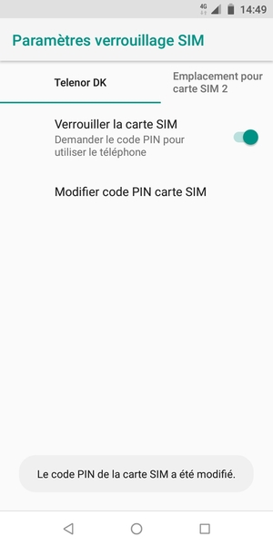 Votre code PIN de la carte SIM a été modifié