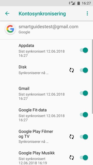 Din informasjon blir synkronisert