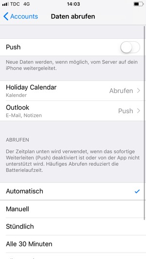 Setzen Sie Push auf Off
