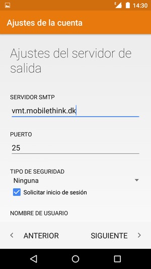 Introduzca la dirección de servidor saliente