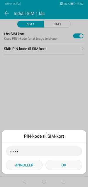Indtast din Gamle PIN-kode til SIM-kort og vælg OK