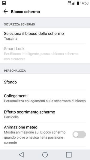 Seleziona Seleziona il blocco dello schermo