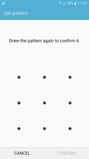 Draw the unlock pattern again and select CONFIRM
