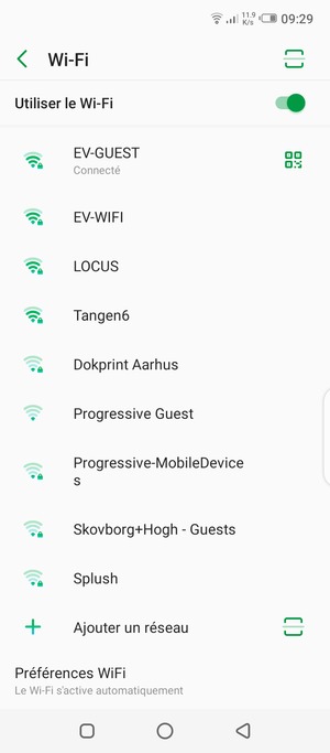 Vous êtes maintenant connecté au réseau Wi-Fi