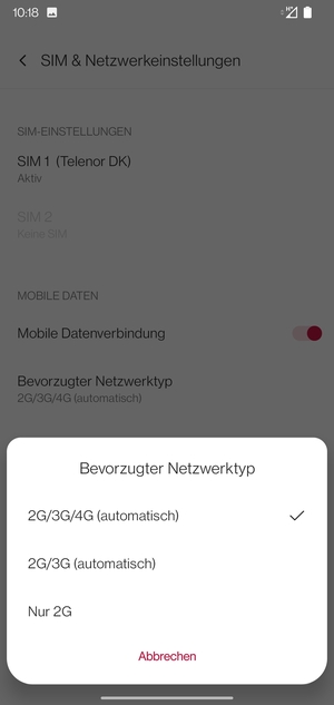 Wählen Sie die gewünschte Option