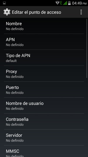 Introduzca la información de MMS