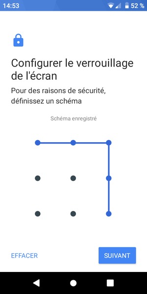 Dessinez un motif de déverrouillage et sélectionnez SUIVANT
