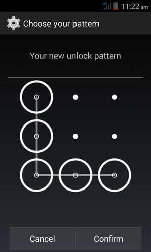 Draw the unlock pattern again and select Confirm