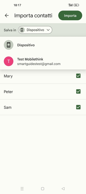 Seleziona il tuo account  Google