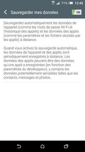 Sélectionnez le bouton Retour