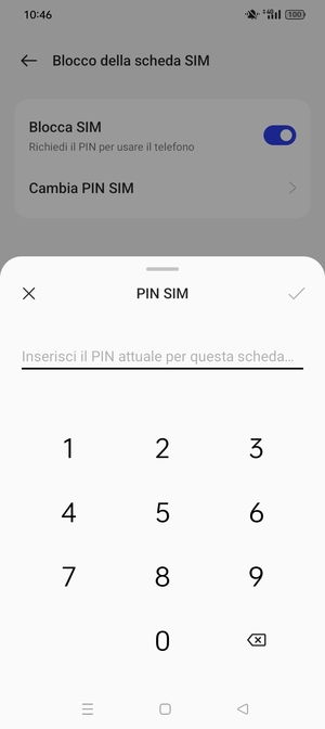 Inserisci PIN attuale per questa scheda SIM e seleziona OK
