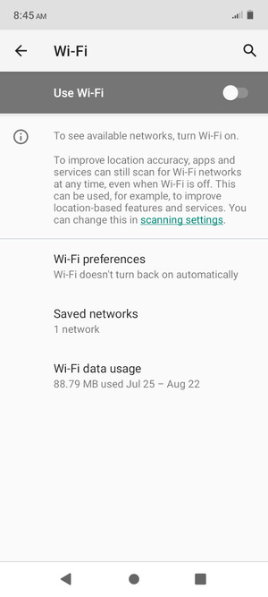 Turn Use Wi-Fi on