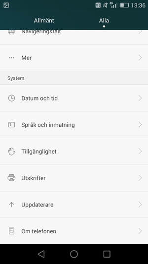 Scrolla till och välj Uppdaterare