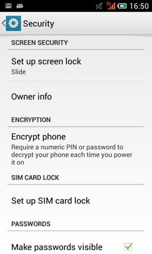 Select Set up screen lock